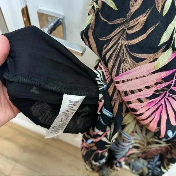 Hurley Ruffle Hem Maxi Dress Black / Floral Size NWT Medium - Picture 7 of 16